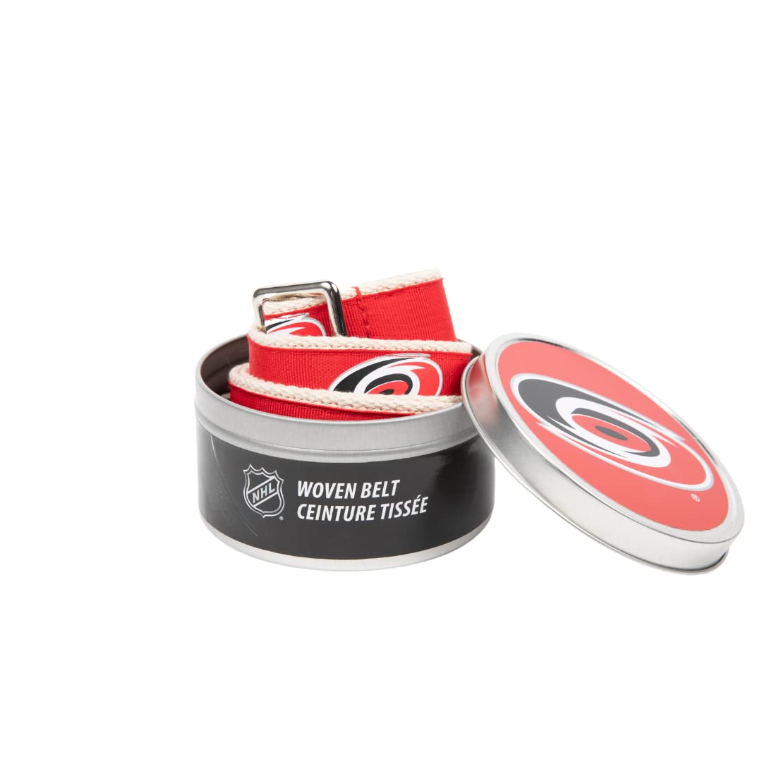GELLS Carolina Hurricanes NHL Hockey Belt Officially Licensed With Nickel Finished Brass Buckle And Logo Tin For Men And Women