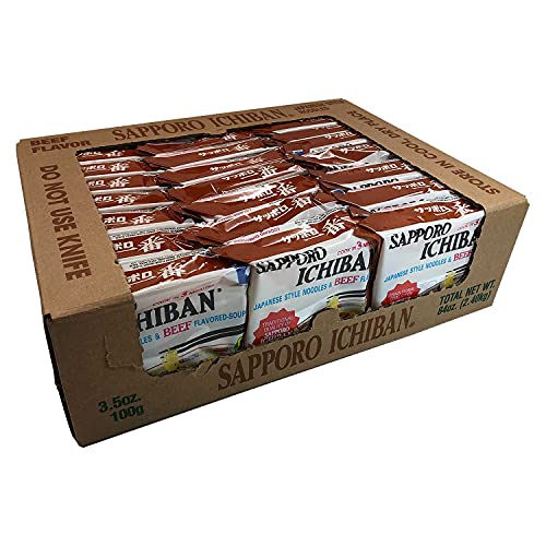 [SAPPORO ICHIBAN] Ramen Noodles, Beef Flavor, No. 1 Tasting Japanese Instant Noodles (3.5 Oz. x 24 packs) | 24 Pack Case - Thumbnail 4
