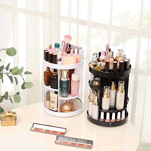 Makeup Organizer, 360 Degree Rotating Adjustable Cosmetic Storage Display Case With 4 Tier Adjustable Large Capacity,Fits Jewelry, Makeup Brushes,Lipsticks And More,Black Transparent #TOP2