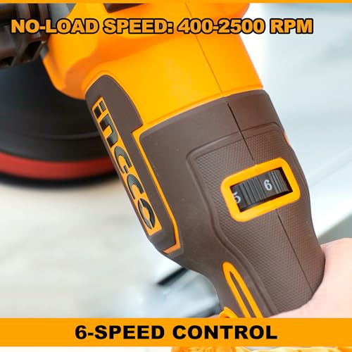 Image of INGCO 20V Cordless Rotary Polisher 180mm Car Polisher M14, 7 Variable Speed, Buffer and Sander with 1Pcs 4.0Ah Battery & Charger, 1Pcs Tool Bag