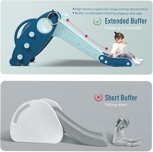 Miniatura 21 de Onasti Tobogán infantil para niños pequeños de 1 a 3 años de edad, tobogán de plástico para interiores y exteriores, juego independiente con aro