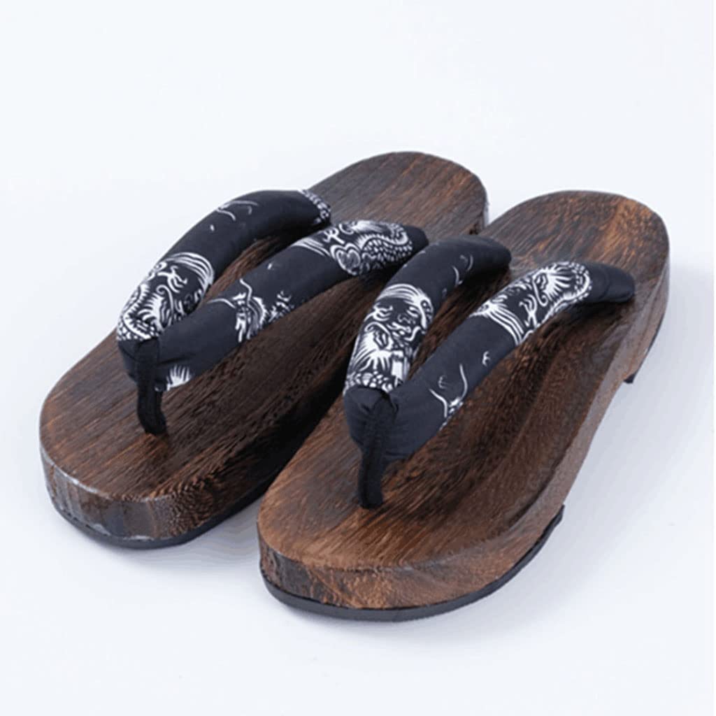 Yczhd Men's Blue B Flip Flop Wo's Clogs Slippers,Japanese Traditional Clogs Geta Sandals Traditional Geta Wooden Clogs Shoes,Flip Flop Anti-Skid Clogs Sandals(Size:eu 46,Color:blue+B)
