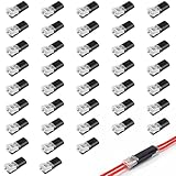 【Conector de cable de 2 polos】 Nuestros conectores de cable impermeables cuentan con dos terminales y eliminan la necesidad de pelar, doblar o soldar los cables. Gracias a estos conectores de cable impermeables de 2 polos, se garantiza una conexión segura de 12 voltios, ideal para uso en exteriores. Estos conectores para automóviles ofrecen dos terminales para una conexión estable de 12 V y proporcionan un cableado seguro y rápido.