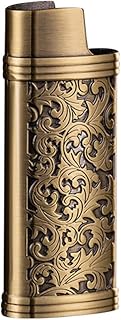 Lighter Case, Vintage Metal Lighter Case Cover Holder Sleeve for Mini Lighter J5, Zinc Alloy Retro Floral Stamped Portable Lighter Cover Case