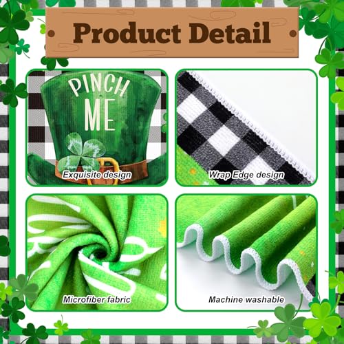 6-Pcs-St-Patricks-Day-Kitchen-Hand-Towels-Shamrock-Dish-Towels-14-x-21-Inch-Decorative-Absorbent-Green-Irish-Tea-Towels-for-Kitchen-Bathroom-GiftsPlaid 6 Pcs St Patricks Day Kitchen Hand Towels Shamrock Dish Towels 14 x 21 Inch Decorative Absorbent Green Irish Tea Towels for Kitchen Bathroom GiftsPlaid
