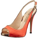 sandalia peep toe salto grosso  Buffalo - Peep Toes de Tela para Mujer, Color Rojo, Talla 41