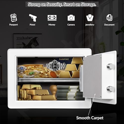 Image of Plantex Digital Safe Locker For Home /23 Litre Safety Locker Box with Biometric Touchscreen Display & Dual Code Access Master & User /LED Light /Emergency Key /2 Years Warranty By Plantex - (White)