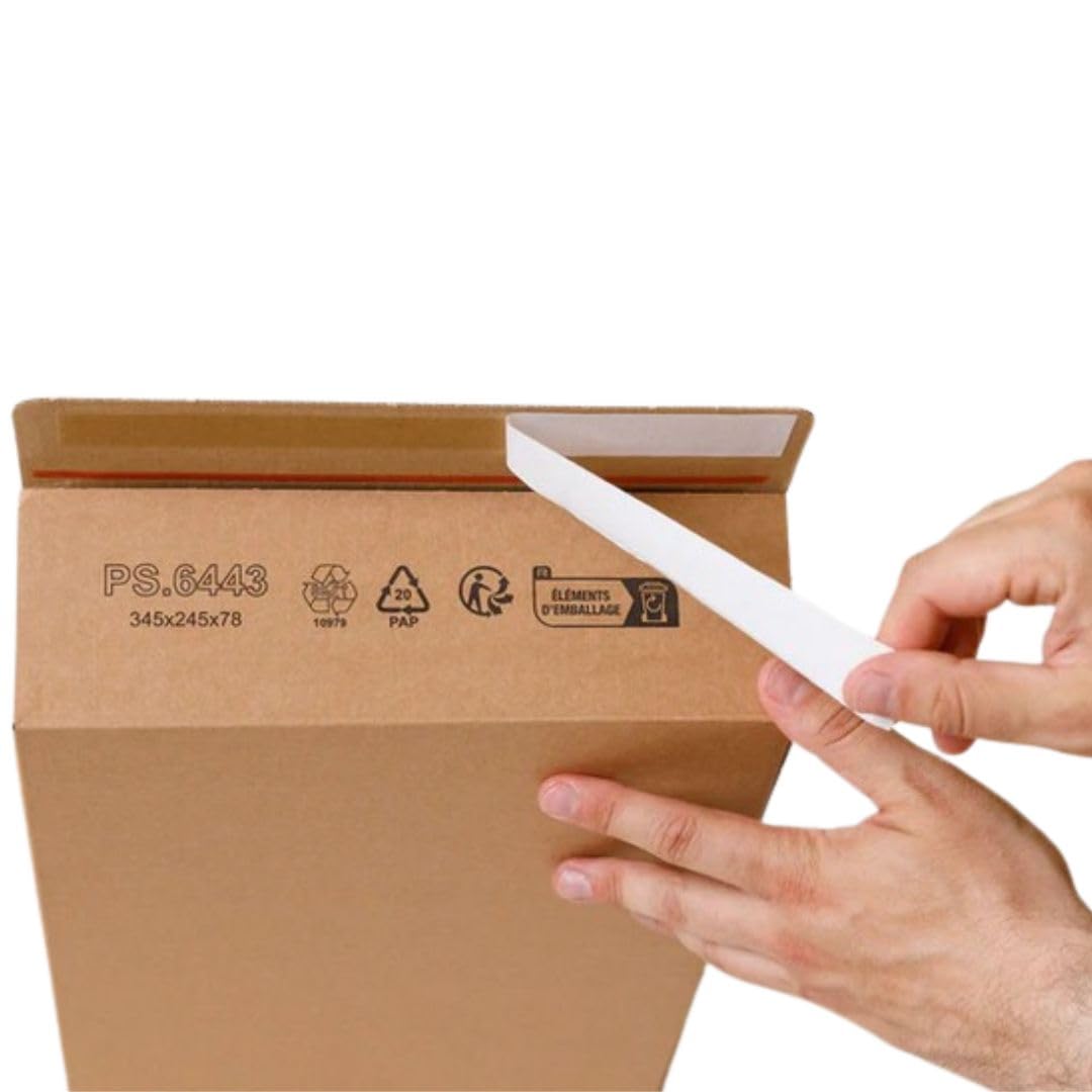 100 Stück Versandboxen aus Wellpappe 350x250x80mm selbstklebend – Versandkartons/Versandschachteln stabil & flach – Faltkartons für DHL Kleinpaket