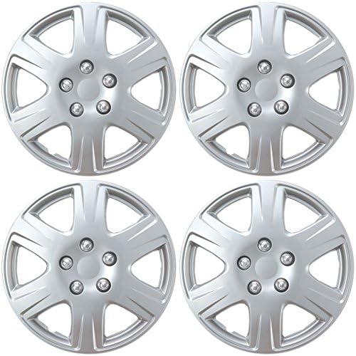 BDK HK993 Silver 15" Hubcaps Wheel Covers for Toyota Corolla (15 inch) – Four (4) Pieces Corrosion-Free & Sturdy – Full Heat & Impact Resistant Grade – OEM Replacement, 4 Pack