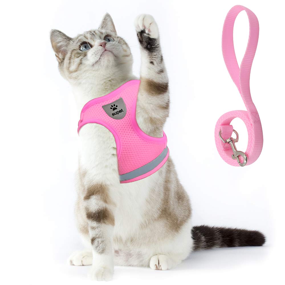 Supet Cat Harness and Leash Set - Soft Mesh Adjustable Cat Vest Harness with Reflective Strap for Walking Cat and Puppy Ra...