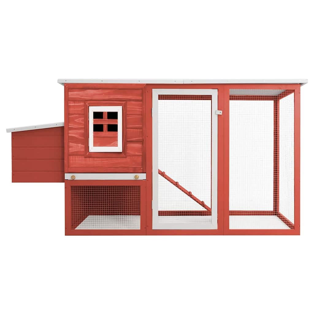Gallinero exterior de madera de pino con techo verde impermeable, jaula de gallinas de madera roja, pajarera, rampa de acceso, bandeja deslizante y jaula de huevos