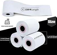 Vista 2 de Rollos de papel térmico de recibo de 2 1/4" x 230' (50 rollos) – Rollos de registro de bomba de gas. Compatible con quiosco DRB XPT. Papel de recibo