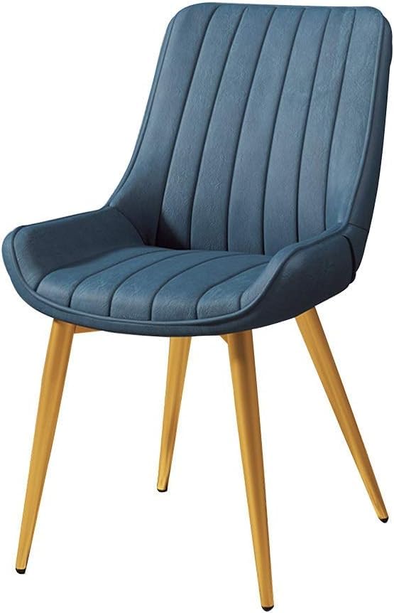 Chaise de salle à manger bleue rétro pieds métal pour décoration de salon chambre et cuisine