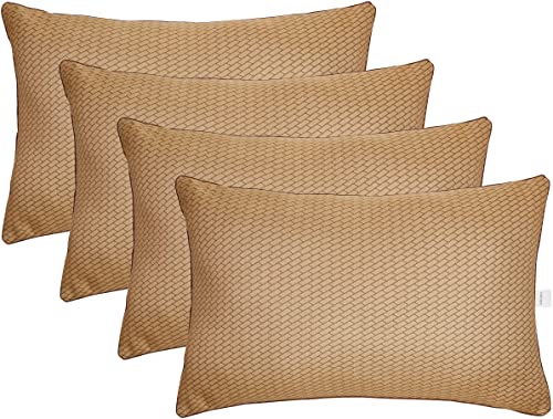Amazon Brand – Solimo Microfibre & Polyester 4-Piece Premium Bed Pillow Set, Microfibre, Brown, 43 X 69 X 17 Cm