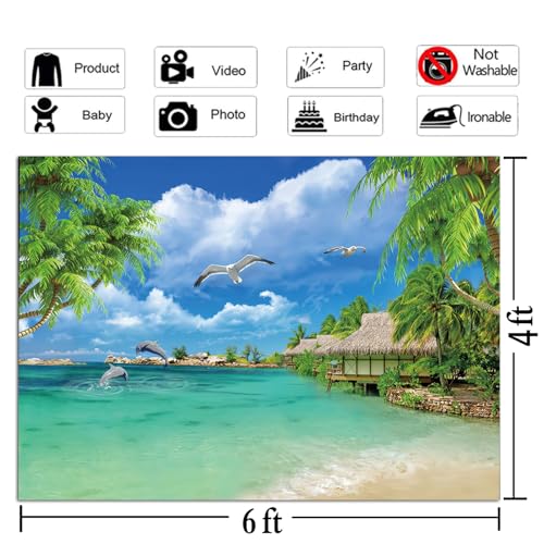 Fondo Fotográfico Playa Tropical 180x120 cm HQM miniatura 5