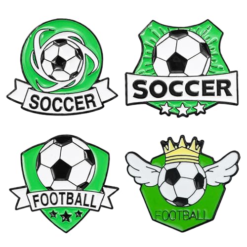 4-Piece Enamel Soccer Pins Set – Vibrant Football-Themed Lapel Badges for Fans, Perfect Pins for World Cup Celebrations, Durable Soccer Fan Pin Collection for Backpacks, Jackets & Hat