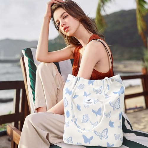 Image of Ayieyill Corduroy Tote Bag for Women Canvas Shoulder Cord Purse with Inner Pocket