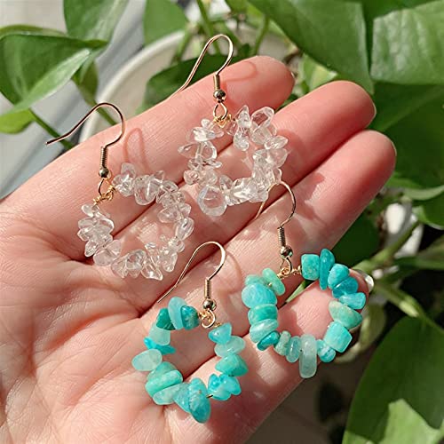 Boucles d'oreilles quartz rose et cristal naturel avec perles de fleur - 4
