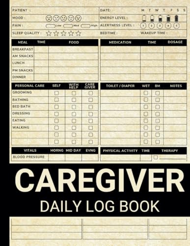 Caregiver Daily Log Book: Simple Daily Caregiver Medical Journal for Elderly, Seniors and Assisted Living Patients to Track Medications, Meals, Personal Care, Vital Signs image 2