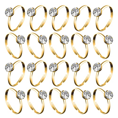 Whaline 36 Packs Diamond Engagement Rings Bridal Shower Rings for Wedding Table Decorations, Party Supply, Favor Accents, Cupcake Toppers