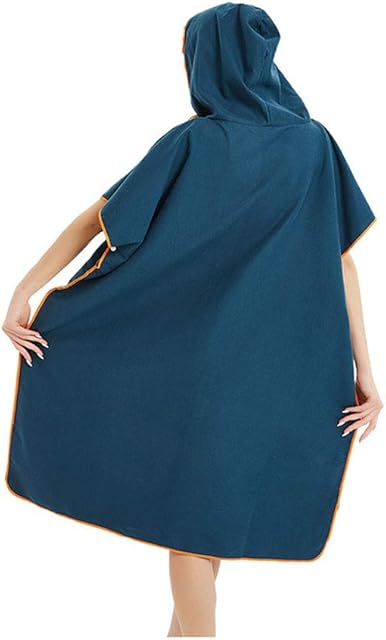 Changing Robe Hooded Towel Poncho For Beach Bath Swimming Wetsuit Surf Quick Dry Microfiber Towels For Adults Teenagers(Navy)