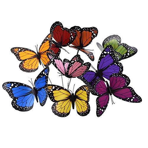 Butterfly Garden Stakes Set Of 3 - 20 Inch Colorful Metal & Glass Yard Decor For Garden, Patio & Flower Beds
