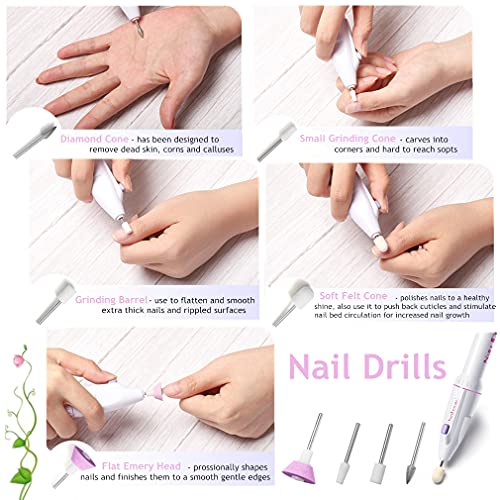 RuiChy 5-in-1 Elektrisches Maniküre Set, Nagelbohrer Nagelfeilen Schleifer Pflege Kit mit Nagelbürste und Schaum… – Bild 3