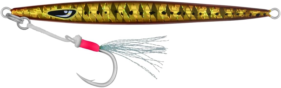 Nomad Design The Streaker Jig 60g (2oz) Fast-Sink, High-Speed, Slender Deep Water Metal Jig, Erratic Mid-Water Action with Glow & UV, Durable BKK Twin Hooks, Tuna & Offshore Species