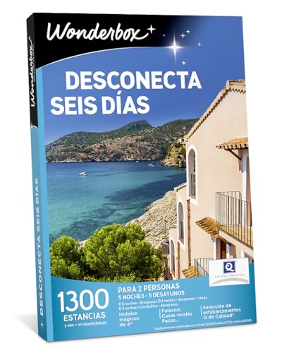 Wonderbox - Caja Regalo - Desconecta Seis Días - 5 Noches Con Desayunos Para 2 Personas A Elegir Entre 1300 Estancias En España Y Europa:Casas Rurales, Hoteles De 3 Y 4 , Apartamentos... Wonderbox - Caja Regalo - Desconecta Seis Días - 5 Noches Con Desayunos Para 2 Personas A Elegir Entre 1300 Estancias En España Y Europa:Casas Rurales, Hoteles De 3 Y 4 , Apartamentos...