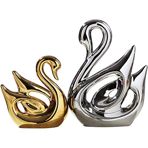 TDRFORCE Swan Couple Ceramic Porcelain Figurine...