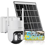 [5GHz & 2.4GHz] Solar Security Camera Outdoor Wireless, 8000mAh Battery and 7W Solar Panel, 2K 4MP Camera Outdoor Wireless CCTV with Floodlight,AI Motion Detection,20m Color Night Vision,2-Way Audio