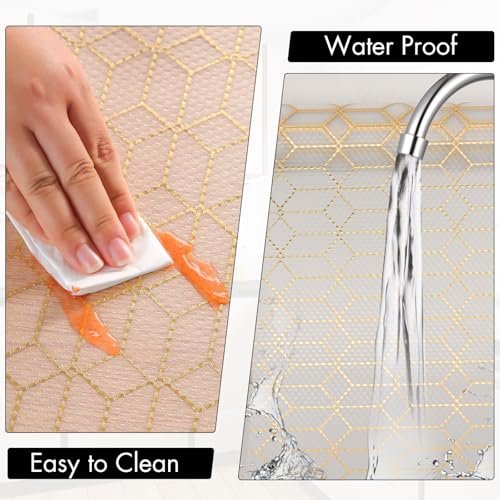 Image of Cooyes Shelf and Drawer Liners for Kitchen Cabinets, Non Adhesive Cabinet Liner, EVA Waterproof Durable Non-Slip Drawer Mats for Shelves, Fridge, Storage, Kitchen Cupboards - Modern Pattern
