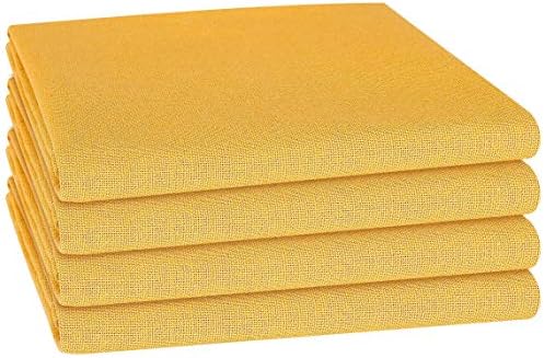 Cote De Amor 100% Combed Cotton Cloth Dinner Napkins 17x17 Set of 4 Absorbent Soft Restaurant Hotel Quality - Cocktail Napkins, Wedding Dinner Napkins, Washable Everyday Napkins Yellow