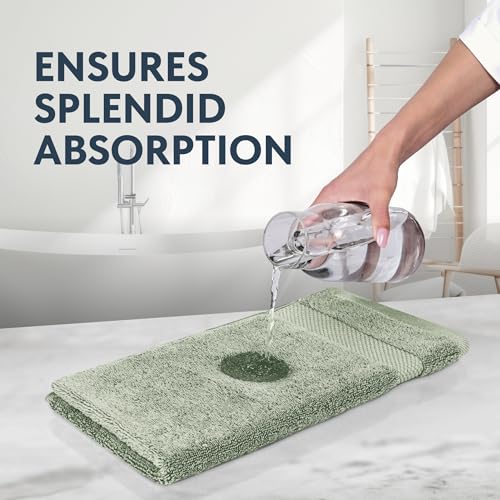 Image of White Classic Luxury Mint Green Hand Towels - Soft 100% Turkish Cotton | Highly Absorbent Hotel spa Bathroom Towel Collection | 16x30 Inch | Set of 6