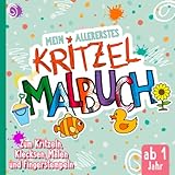  Kritzelbuch ab 1 Jahr: Malbuch für Kleinkinder ab 1 Jahr  Mit 50 einfachen und großen Motiven zum Kritzeln, Fingerstempeln und Ausmalen  Als Geschenk für Mädchen und Jungen