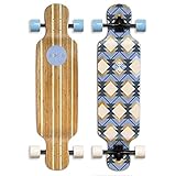 SOLA Bamboo Premium Graphic Design Complete Longboard Skateboard - 36 to 38 inch (Geometry)
