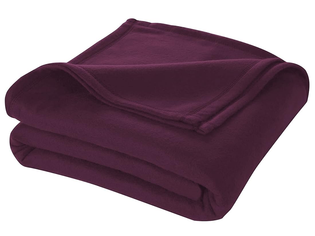 Cloth Fusion Polar Fleece AC Blanket for Winter Single Bed,Soft Woolen Blanket for Travel & Sleeping (60x90 Inches, Wine)