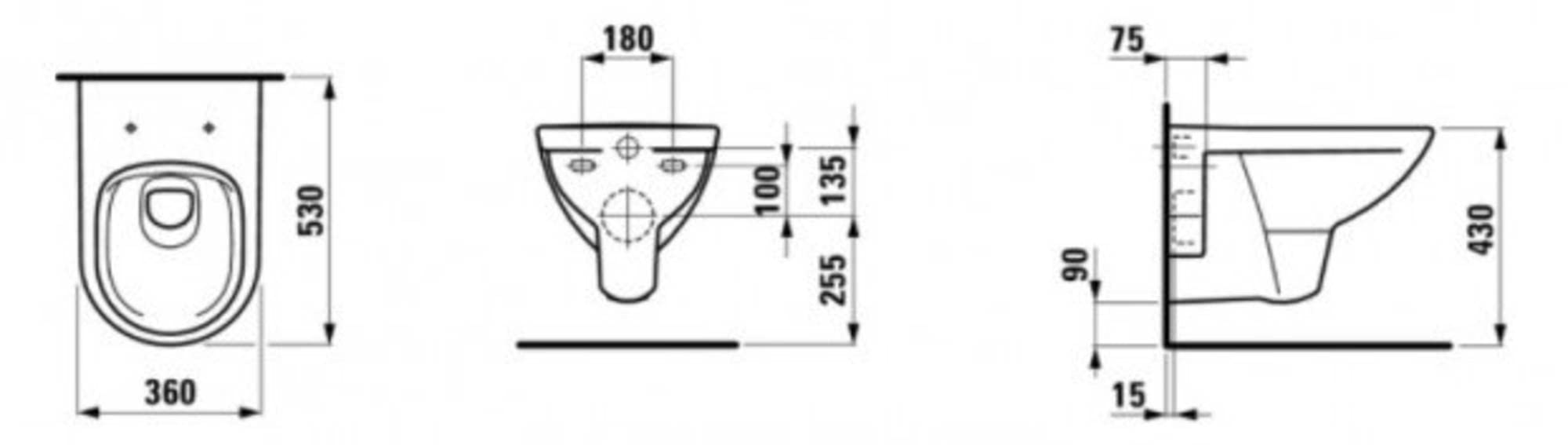 Laufen Pro WC set, WC suspendido incl. asiento de WC con tapa, fijación abierta, cisterna de 6/3 litros, H8669510000001