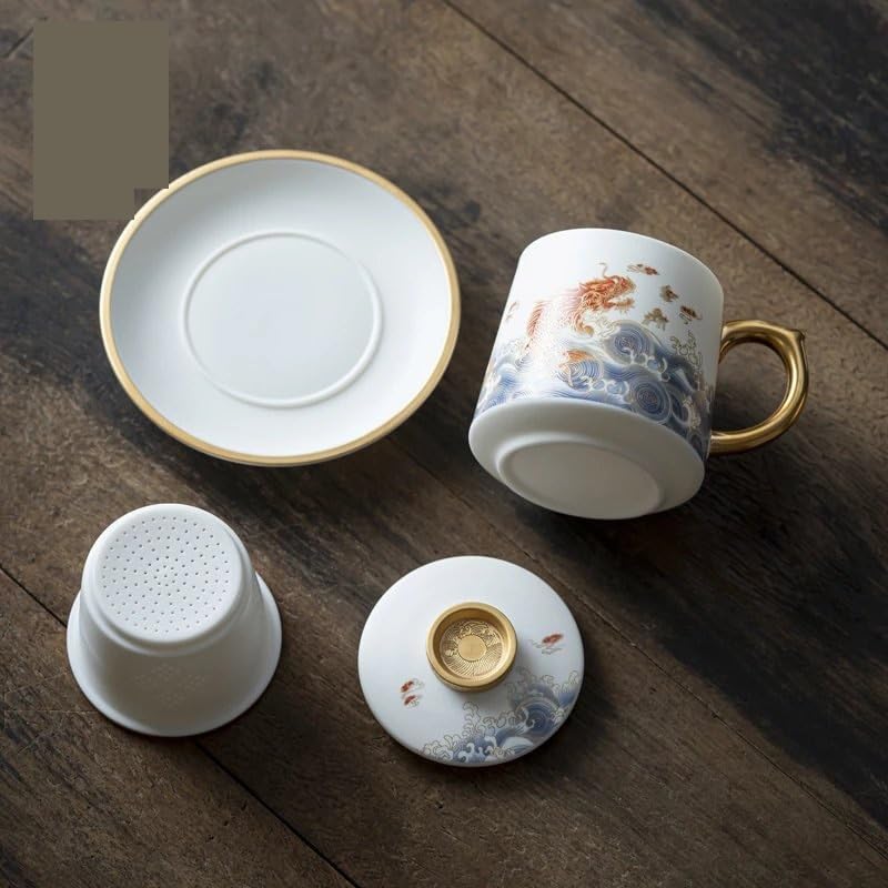 Tasse à thé Tasse à thé en céramique avec Couvercle, Filtre, Tasse de séparation d'eau de thé, Tasse à thé de Bureau, Tasse d'accueil for la Maison Tasses à thé réutilisables