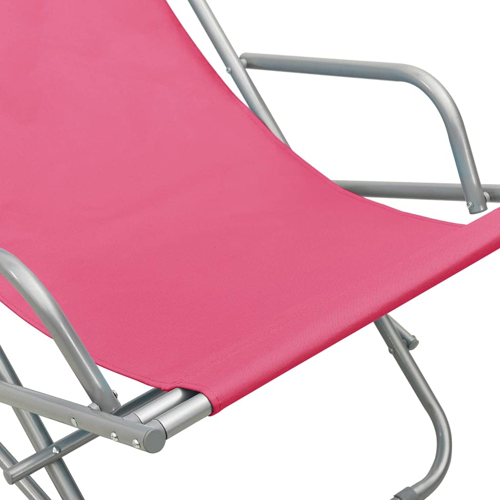 Strandliege Terassenmöbel Stuhl Outdoor Campingliege Schaukelstühle 2 STK. Stahl Rosa für Patio Strand Terrasse Pool