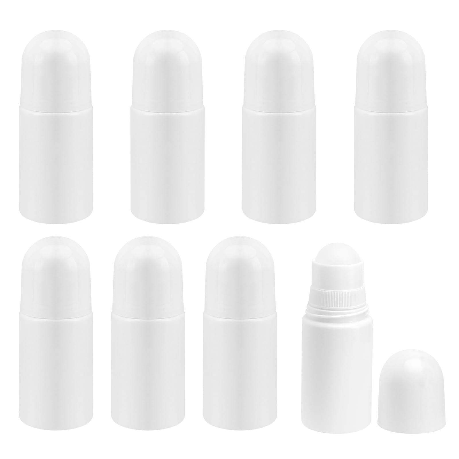 APOMOONS 8 Unidades Roll On Rellenable, 50 ml Plástico Frasco Roll-On Vacío, Roll-On para Crema Solar Fragancias Aceites Perfumes Botes Viaje Productos Para el Cuidado de la Piel, Blanco