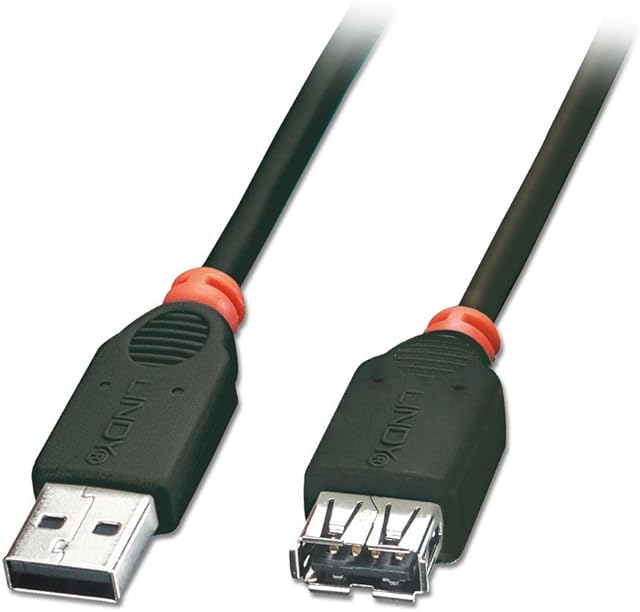 LINDY 41770 0.2 m Type A Male to Female USB 2.0 Extension Cable - Black