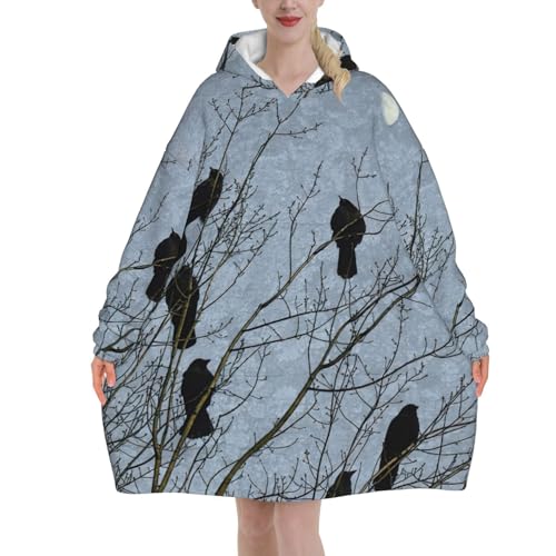 Couverture à capuche corbeau noir EdWal, plaid en peluche douce, chaude et confortable adulte