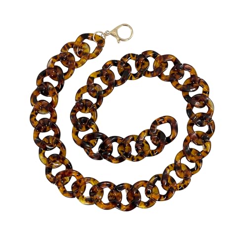 Women's Tortoiseshell Brown Leopard Skinny Link Chain Belt 1 1/4