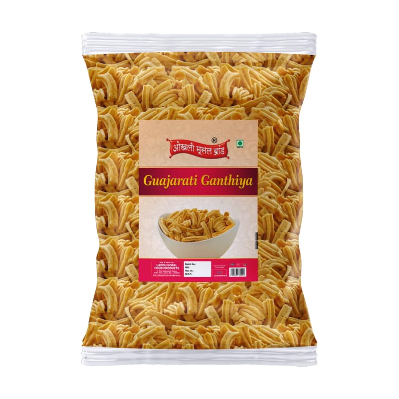 Image of OKHLI MUSAL BRAND Special Besan Ajwain Sticks | Virakshetra Gujarati Makhania Gathia | Made In Groundnut Oil Anytime Healthy Snack | No Added Artificial Flavouring | Party Snack-250g*1Pack