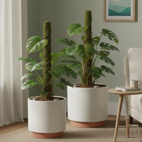 Image of CINAGRO 5ft Natural Coir Moss Stick for Plant Support, Set of 2, Grass Pole | Aesthetic Garden Decor for Climbing Plant, Eco-Friendly, Biodegradable