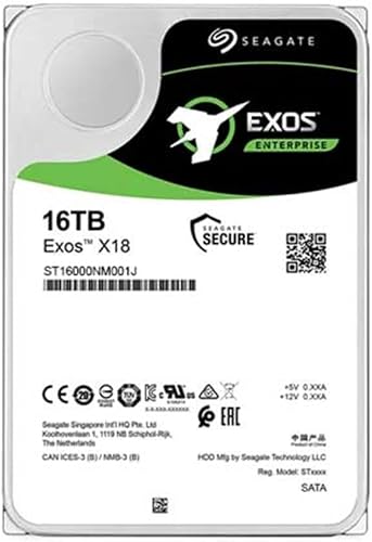 Seagate Exos ST16000NM001J X18 Disque dur interne SATA (SATA/600) Système de vidéosurveillance, dispositif de stockage pris en charge 7200 tr/min - 2