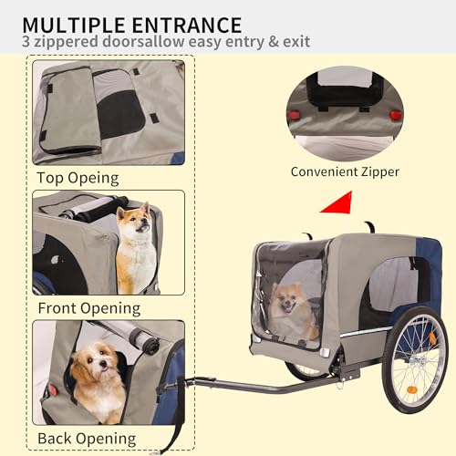 NicBex-Dog-Stroller-with-3-Entrances-Safety-Flag-8-Reflectors-Dog-Bike-Trailer-Folding-Pet-Carrier-Wagon-with-20-Inch-Wheels-Bicycle-Carrier-for-Medium-and-Small-Dogs-BlueGrey - Cucciolini Doodles   NicBex-Dog-Stroller-with-3-Entrances-Safety-Flag-8-Reflectors-Dog-Bike-Trailer-Folding-Pet-Carrier-Wagon-with-20-Inch-Wheels-Bicycle-Carrier-for-Medium-and-Small-Dogs-BlueGrey