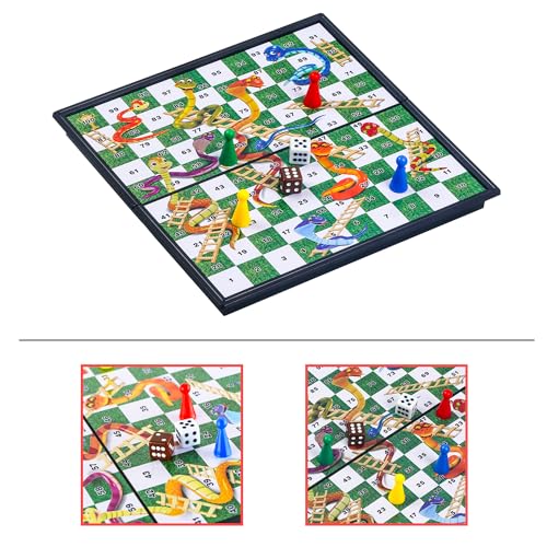 Juego de mesa Snakes and Ladders compacto plegable miniatura 6