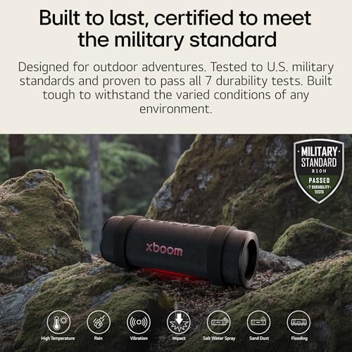 Image of LG XBOOM GRAB Portable Bluetooth Speaker Tuned by will.i.am, Peerless Dome Tweeter, AI Sound, AI Lighting, Auracast Multi-Speaker Connectivity, 20H Battery, IP67 Waterproof & Dustproof, Portable Strap